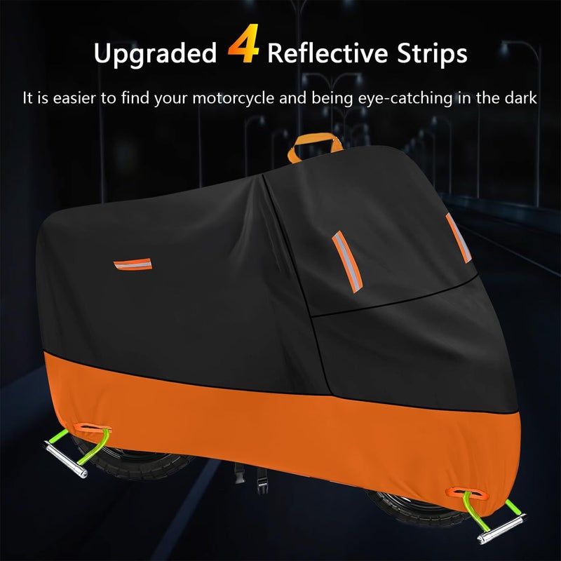 seceles Small Motorcycle Cover All Season Waterproof Outdoor Protection Anti-UV Fit up to 75 inch Bike Cover Honda Grom Lock Holes Reflective Strips Buckles Storage Bag (M 75" x 33" x 39") - Image 5