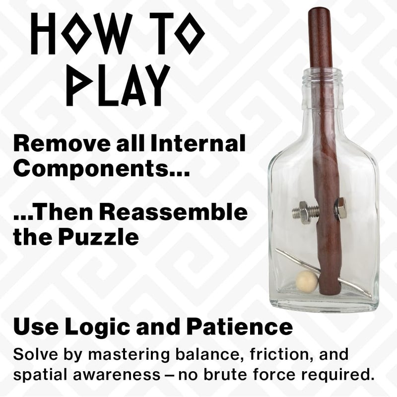 Project Genius True Genius - Grecian Glass Bottle Disentanglement Brainteaser Puzzle, Logic Puzzle for Adults, Brain Teaser, Gifts for Father's Day, Men, Kids - Image 3