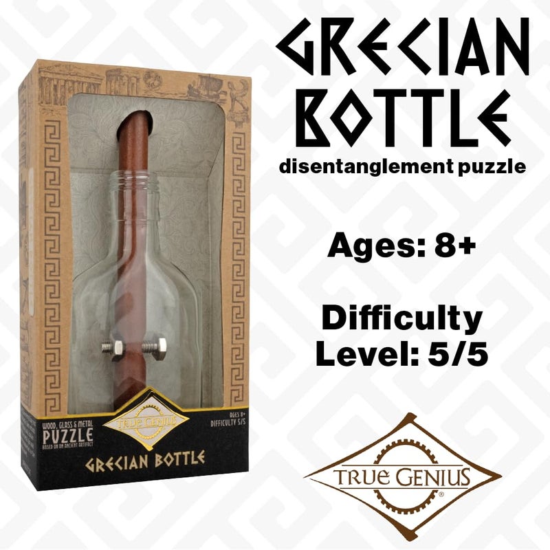 Project Genius True Genius - Grecian Glass Bottle Disentanglement Brainteaser Puzzle, Logic Puzzle for Adults, Brain Teaser, Gifts for Father's Day, Men, Kids - Image 2
