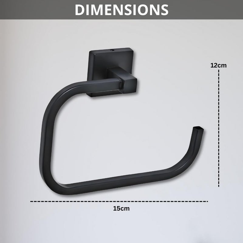 LUXIUR Towel Hanger for Wash Basin, 304 Grade Stainless Steel Towel Ring for Bathroom, Napkin Hanger for Kitchen, Matte Black - Image 5