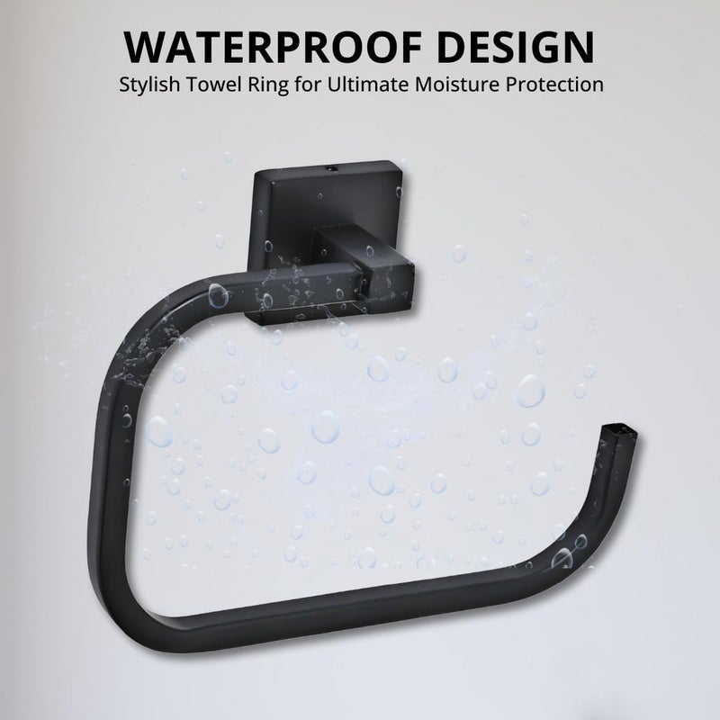 LUXIUR Towel Hanger for Wash Basin, 304 Grade Stainless Steel Towel Ring for Bathroom, Napkin Hanger for Kitchen, Matte Black - Image 4