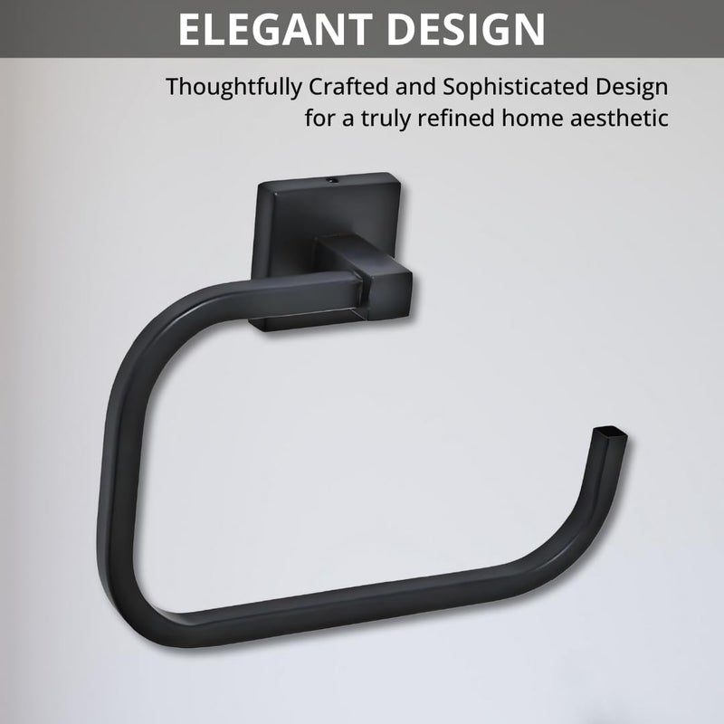 LUXIUR Towel Hanger for Wash Basin, 304 Grade Stainless Steel Towel Ring for Bathroom, Napkin Hanger for Kitchen, Matte Black - Image 2