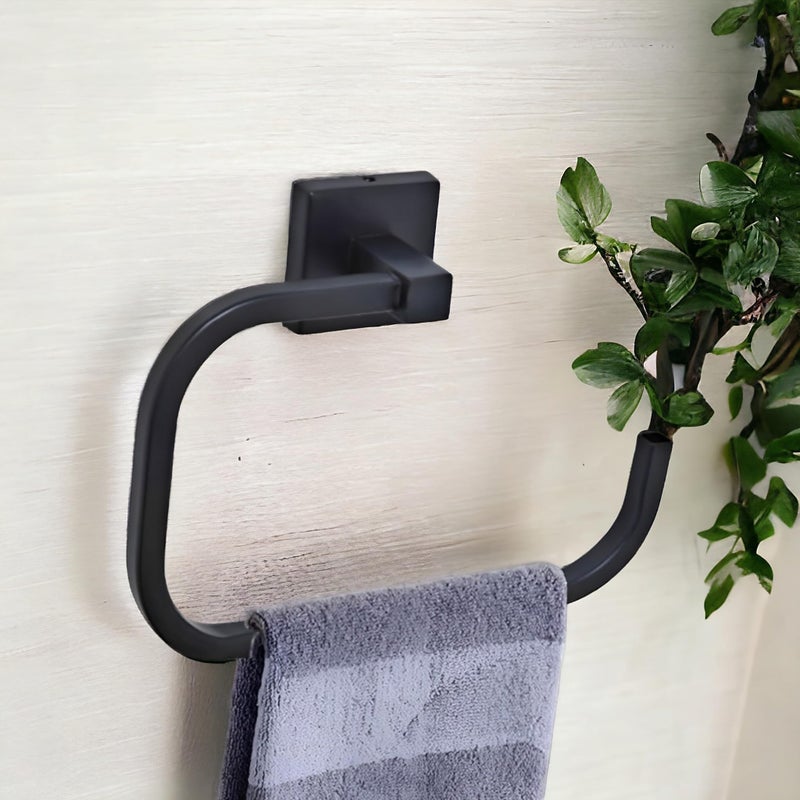 LUXIUR Towel Hanger for Wash Basin, 304 Grade Stainless Steel Towel Ring for Bathroom, Napkin Hanger for Kitchen, Matte Black - Image 1