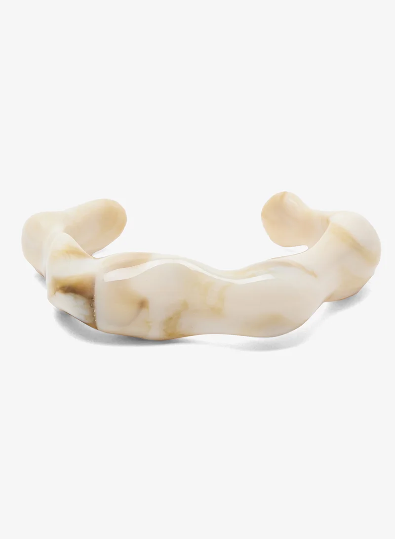 Ginger Brown, Cream, Beige 3PK Resin Asymetrical Bangles for Women | Best Price UAE