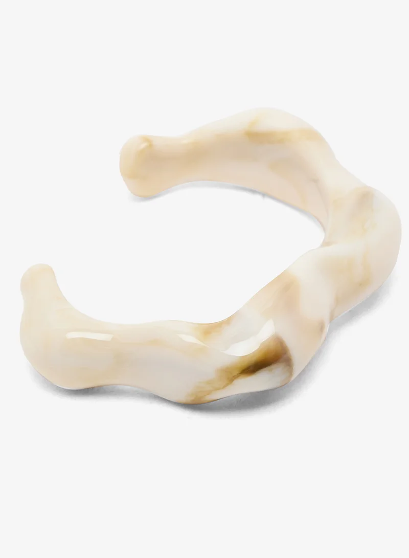 Ginger Brown, Cream, Beige 3PK Resin Asymetrical Bangles for Women | Best Price UAE