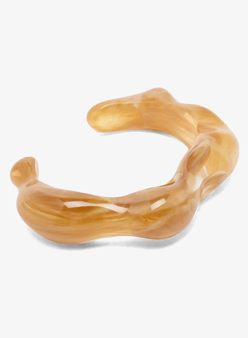 Ginger Brown, Cream, Beige 3PK Resin Asymetrical Bangles for Women | Best Price UAE
