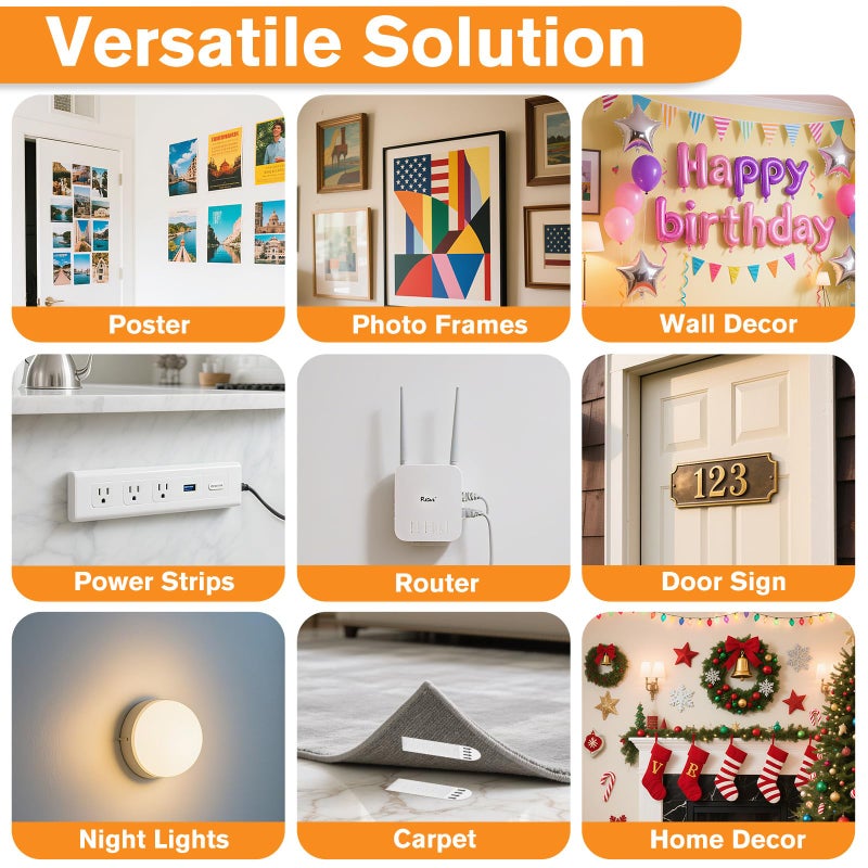 SummerBrite Picture Hanging Strips 40 Strips, Damage Free Removal, Wall Poster Picture Hangers Without Nails, Sticky Hook & Loop Adhesive Strips for Poster/Picture/Home/Office, 20 Pairs/Medium, White - Image 3