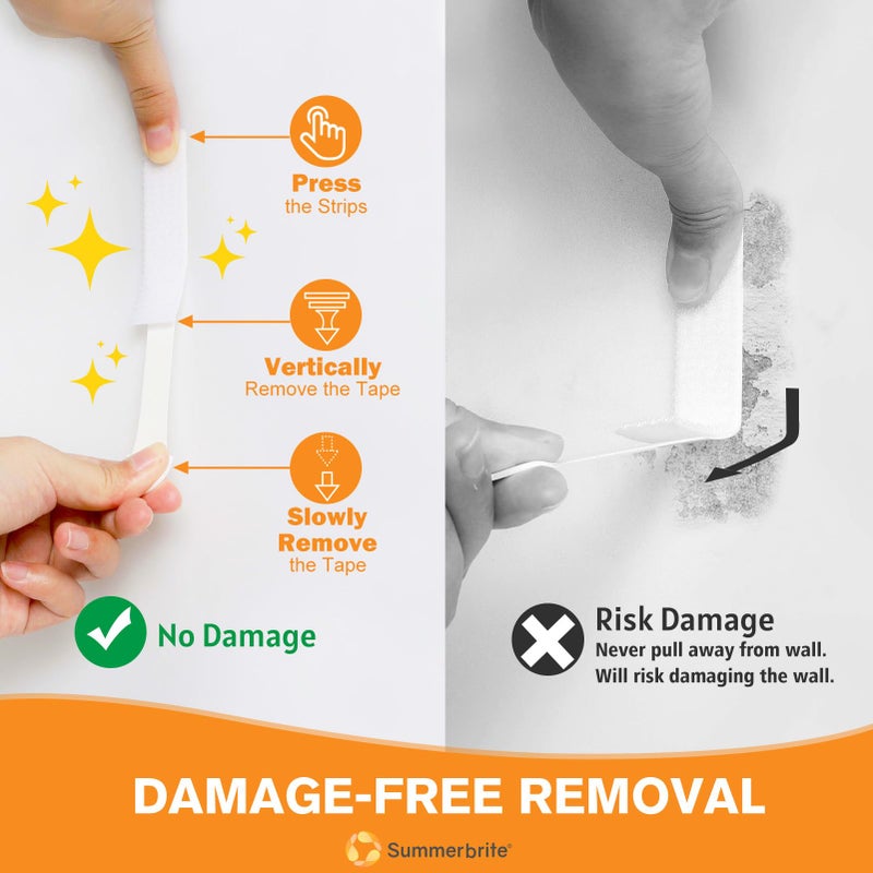 SummerBrite Picture Hanging Strips 40 Strips, Damage Free Removal, Wall Poster Picture Hangers Without Nails, Sticky Hook & Loop Adhesive Strips for Poster/Picture/Home/Office, 20 Pairs/Medium, White - Image 4