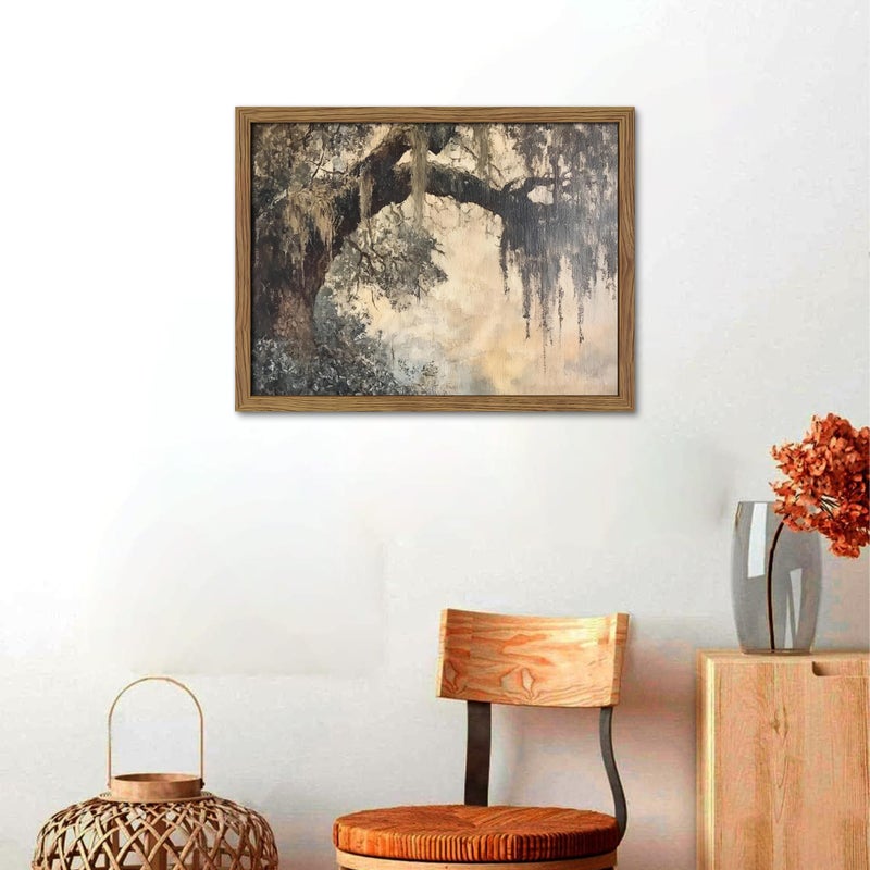 AKWISH Framed Cottagecore Canvas Wall Art, Vintage Live Oak Tree Pictures Print, Charleston Spanish Moss Oil Paintings, Farmhouse Savannah Southern Wall Decor for Entryway Living Room â€“ 16x24 inch - Image 4