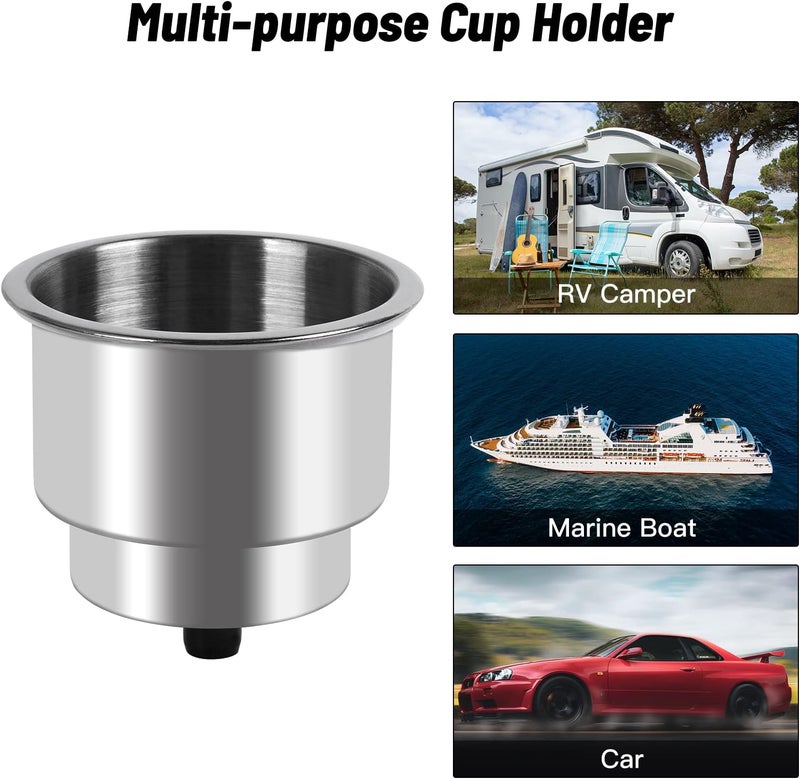 Goture Stainless Steel Recessed Cup Drink Holder with Drain - 6 Pack - Image 5
