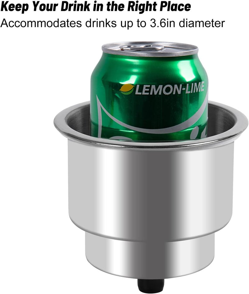 Goture Stainless Steel Recessed Cup Drink Holder with Drain - 6 Pack - Image 4