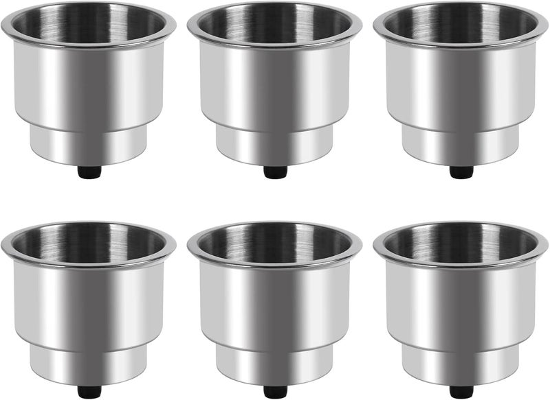 Goture Stainless Steel Recessed Cup Drink Holder with Drain - 6 Pack - Image 1