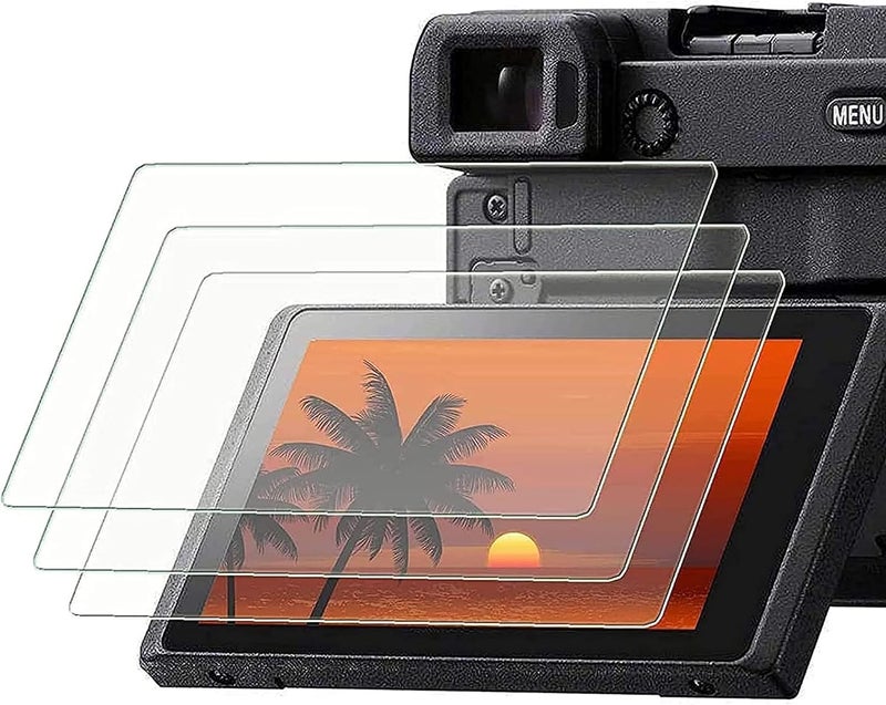 PCTC Screen Protector Compatible for Sony Alpha A6600, A6100, A6400, A6000, A6300, A5000, NEX-7, NEX-6 - 3 Pack 0.3mm 9H Hardness Tempered Glass - Image 1