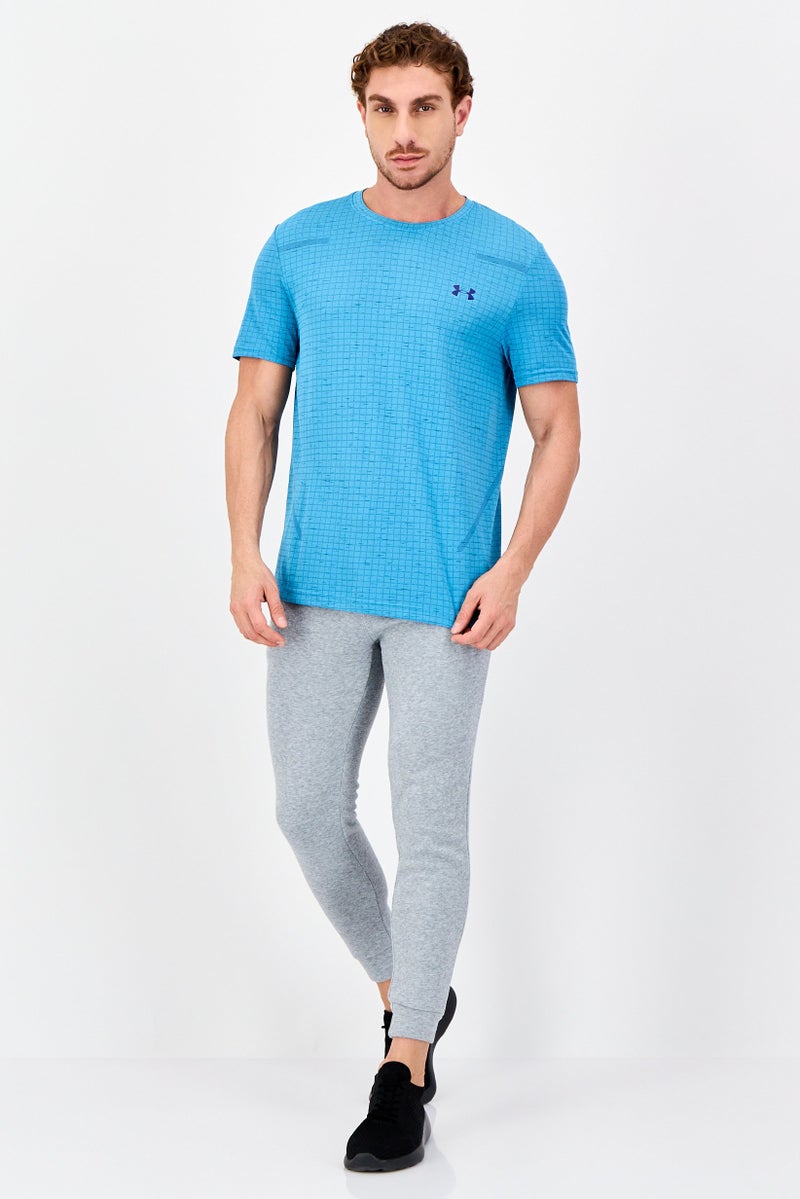 UNDER ARMOUR تي شيرت تدريب قصير الأكمام للرجال، أزرق مائي - Image 3