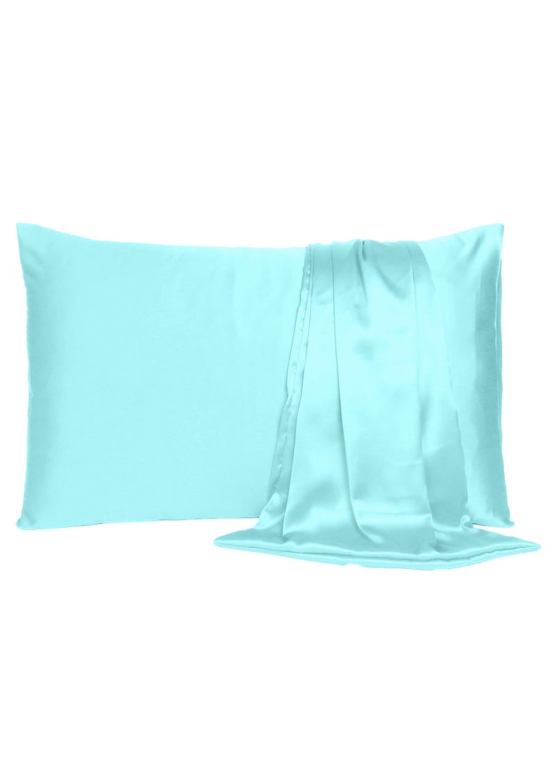 Silk Satin Pillowcase For Hair Care and Smooth Skin Pastel Blue Satin Pillow Cover Set of 2 with Envelope Closure 50W X 101L CM King Size (20 X 40 Inches) - pzsku/ZF20F9DC4894B1E139146Z/45/_/1716545347/eeefd39b-13fb-406b-8d34-f0fa47f2b8d9