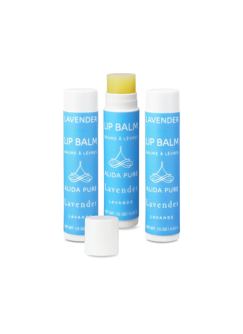 ALIDA PURE - Lavender Lip Balm Cruelty Free Vegan Lip Balm Set Beeswax Free with Avocado Oil Organic Jojoba Oil and Vitamin E Natural Moisturizer for Dry Chapped or Cracked Lips 3 Tube Set - Image 1