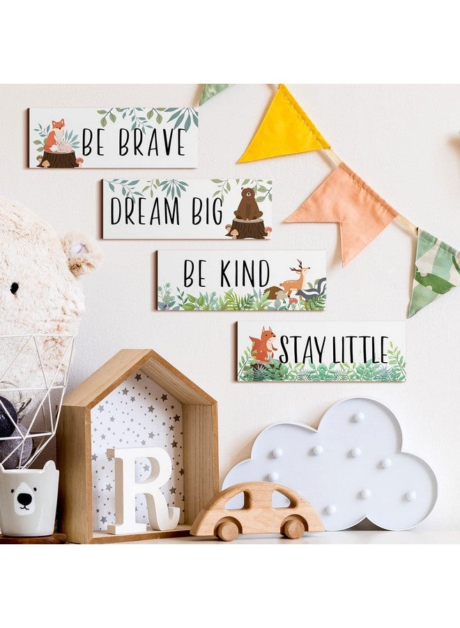 Yookeer 4 Pieces Woodland Nursery Decor Safari wall art Be kind brave curious Cute Jungle Animal Nursery Decor for Bedroom living room home 11x 3.9 Inches(White Background) - Image 4