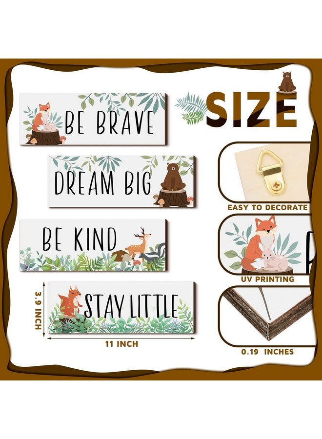 Yookeer 4 Pieces Woodland Nursery Decor Safari wall art Be kind brave curious Cute Jungle Animal Nursery Decor for Bedroom living room home 11x 3.9 Inches(White Background) - Image 3