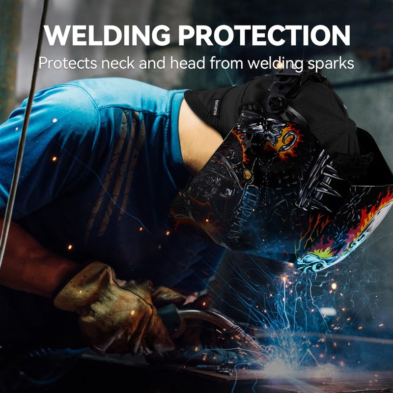 ARCCAPTAIN Reversible Welding Cap, 8 Panel Protective Welders Cap, 10 oz Fireproof Cotton Comforts for Safety and Protection While Welding to Men Women, Black, 7 1/2 - Image 2
