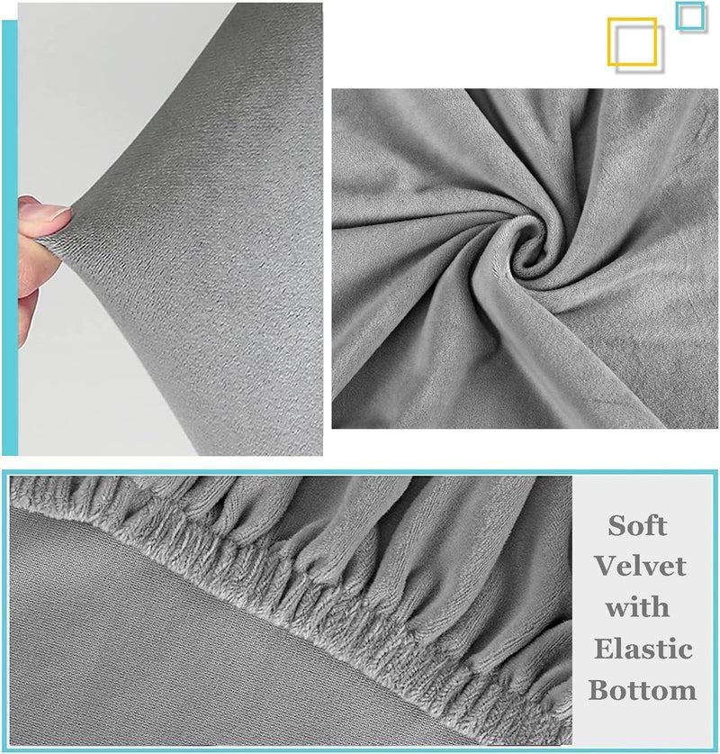 DUJUIKE Headboard Slipcover King, Stretch Bed Headboard Cover, Dustproof Protector Cover for Bedroom Bed Headboard, Velvet Soft Fabric (Silver Grey, King) - Image 2