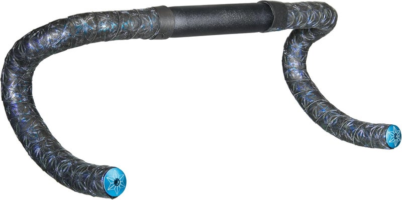 SUPACAZ Super Sticky Kush Handlebar Tape with Ano Blue Plugs, 220 cm x 3 cm Size, Blue Refractor - Image 3