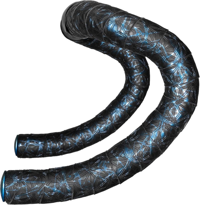 SUPACAZ Super Sticky Kush Handlebar Tape with Ano Blue Plugs, 220 cm x 3 cm Size, Blue Refractor - Image 1