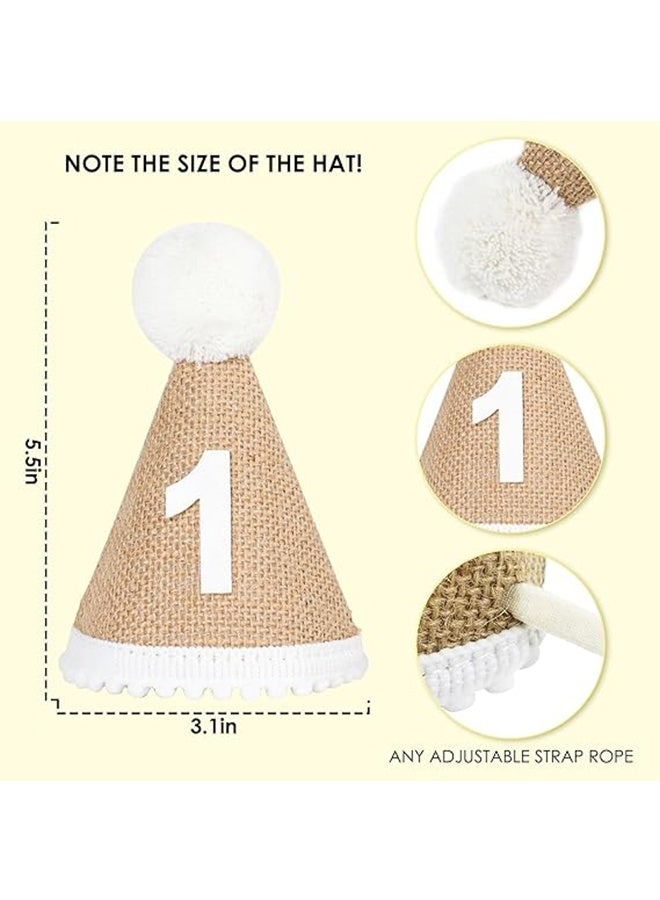 HY Birthday Party Hat, Child Birthday Cap 1st Birthday Hat 1st Birthday Headband Linen Children Birthday Hat - Image 3