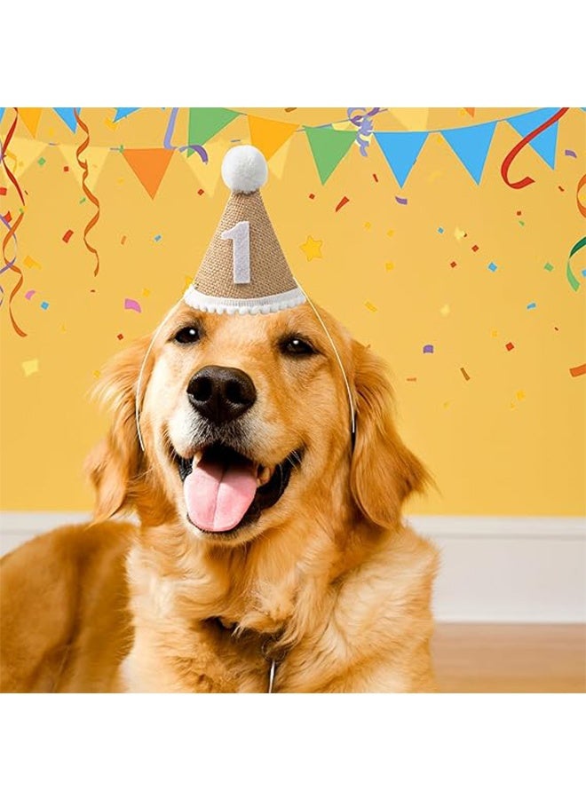 HY Birthday Party Hat, Child Birthday Cap 1st Birthday Hat 1st Birthday Headband Linen Children Birthday Hat - Image 5