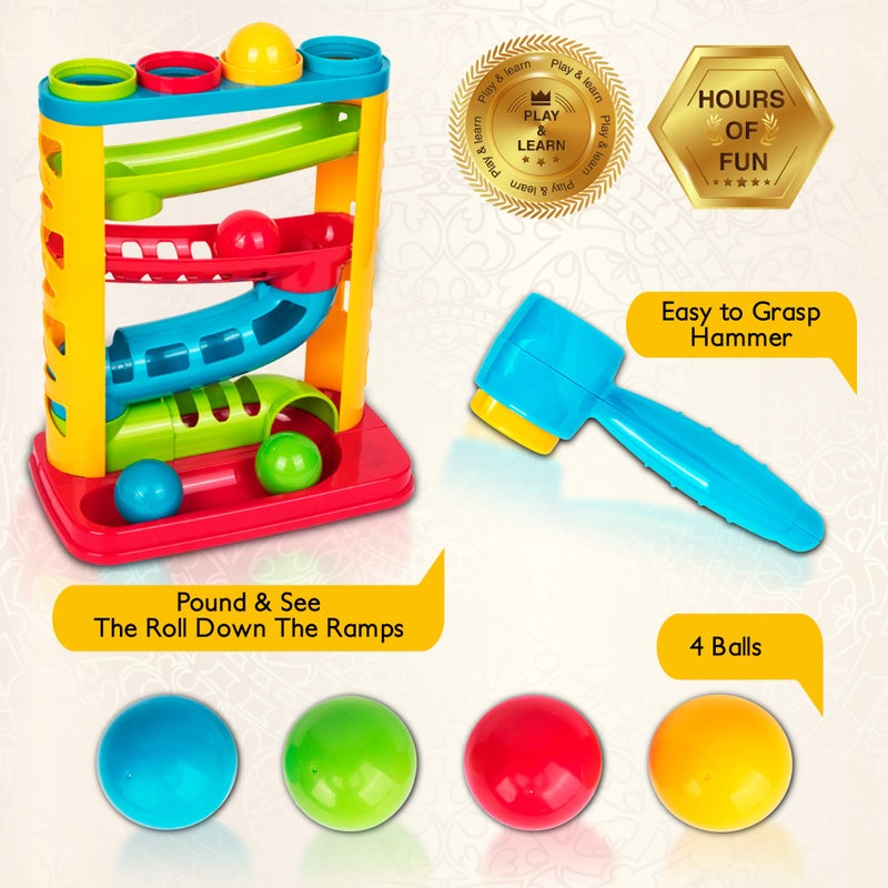 Playkidz Durable Pound A Ball Toys for Toddler, Stacking, Learning, Active, Early Developmental Hammer Montessori Toys, Fun Gifts for Boy & Girl - STEM Educational Toy - Great Birthday Gift Ages 1 2 3 - Image 3