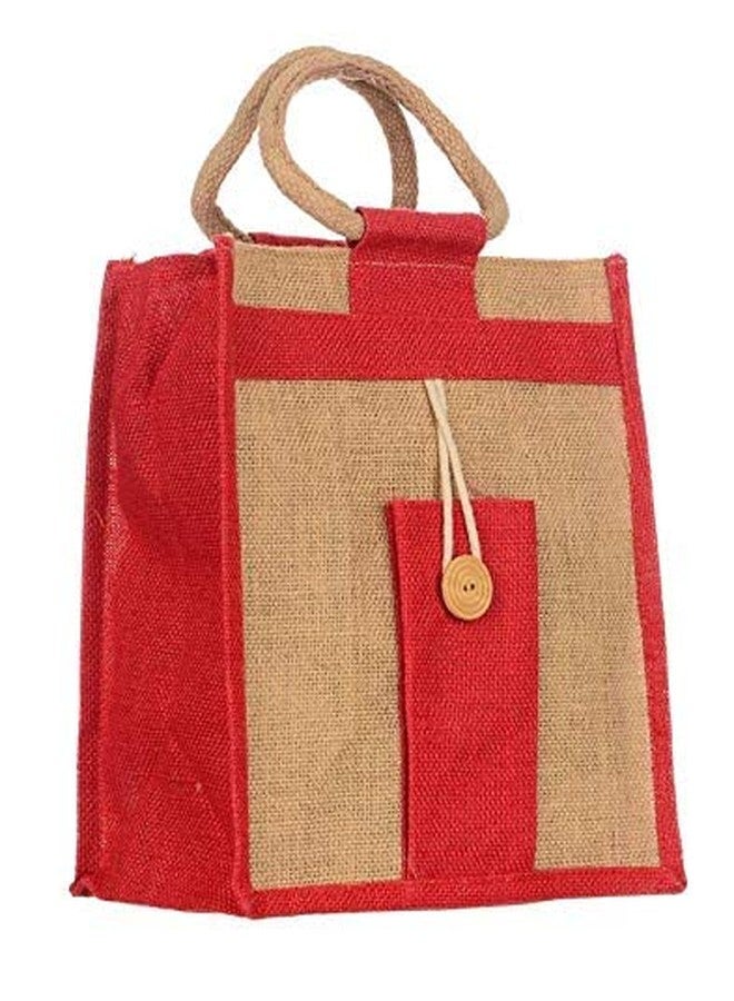 Handmakers ! Red & Beige Jute Handbags | Gift Bag | Fashion Bags (Set of Two) - Image 2