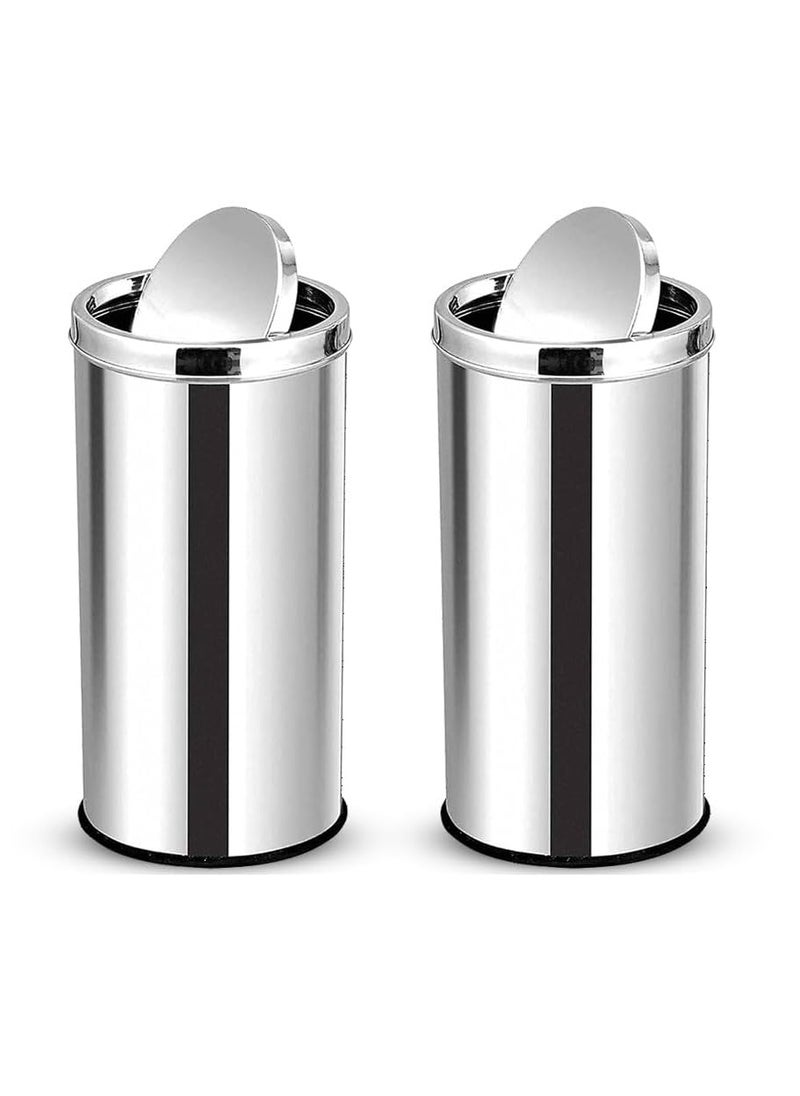 Alluring Homz Alluring Homz Stainless Steel Swing Bin DustbinRound Shape Swing Bin for OfficeKitchenBathroomHome Modern DesignSolid Lightweght Dustbin10 x14 18 liter 2 Piece  - Image 1