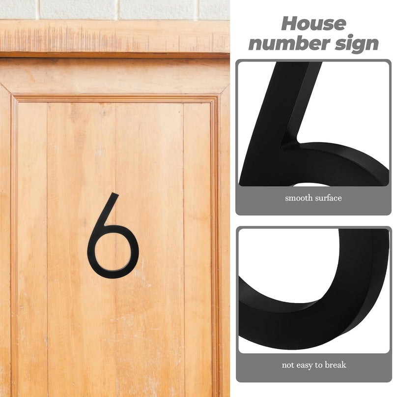 Metal House Number Sign 6 Zinc Alloy Black Vertical Address Plaque for Outdoor Front Door with Weather-resistant Finish - Image 4