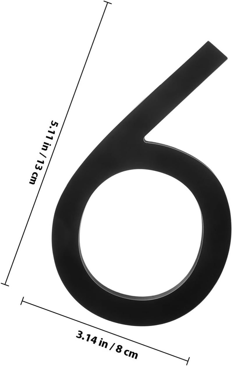 Metal House Number Sign 6 Zinc Alloy Black Vertical Address Plaque for Outdoor Front Door with Weather-resistant Finish - Image 2