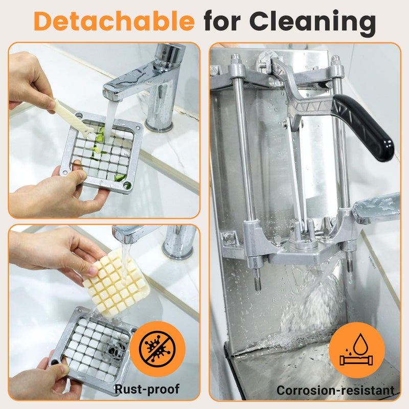BIEAMA Commercial French Fry Cutter with 4 Replacement Blades, 1/2", 3/8", 1/4", 8 Wedge for Dice, Slice & Chop, Lemon Slicer & Vegetable Chopper - Image 5