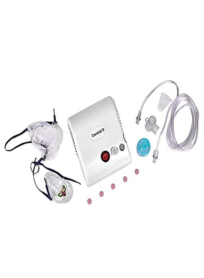 كونترول_دي جهاز ضغط الهواء Control D ذو اللونين الأزرق والأبيض مع قطعة فم، وأقنعة للأطفال والكبار (ضمان لمدة عام واحد)... - Image 4
