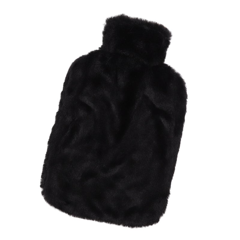 Hot Water Bottle 2000ML Water Injection Hot Water Bag With Plush Cover for Discomfort Relief Black - Image 4