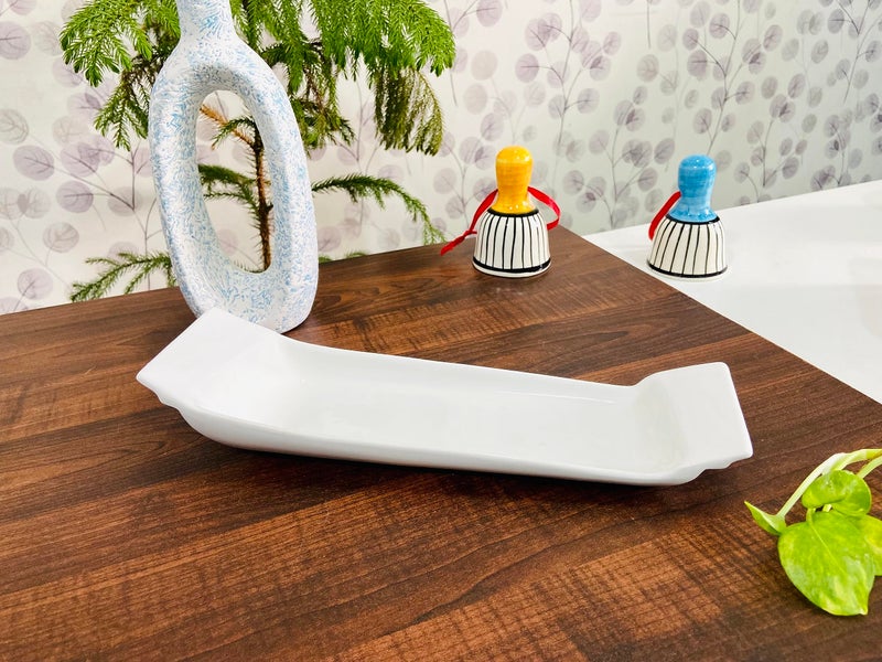 ALTAICA Porcelain Platter Serving for Snacks, Starter, Salad, Perfect for Modern Kitchen Size - 28x8x4 cm - Image 1