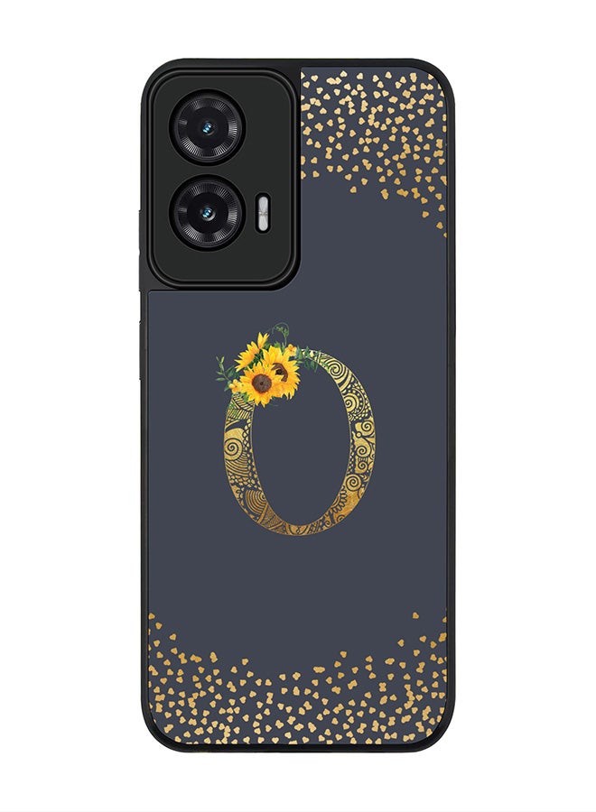 Stylizedd For Motorola Moto G35 Case,Slim fit Camera Protection, Shockproof Thin Phone cover  - Custom Floral Monogram - O  (Grey )