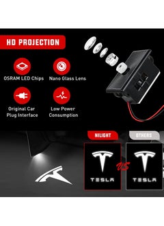 SYOSI 2Pcs Car Welcome Light for Tesla, LED Car Logo Door Lights , Door Projector Puddle Lights Compatible with Tesla Model 3/Y/S/X, Welcome Courtesy Step Door Interior Lamps Super Bright  - Image 3
