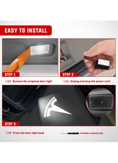 SYOSI 2Pcs Car Welcome Light for Tesla, LED Car Logo Door Lights , Door Projector Puddle Lights Compatible with Tesla Model 3/Y/S/X, Welcome Courtesy Step Door Interior Lamps Super Bright  - Image 5