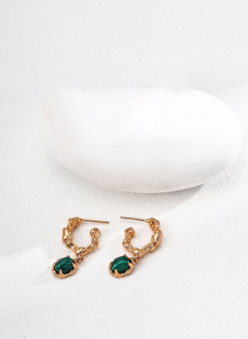 Burch Fashion natural malachite earrings