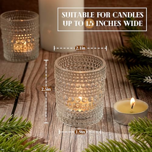TRIRITE 12 Pcs Clear Tea Light Candle Holder, Glass Votive Candle Holders Bulk for Wedding Table Decor & Christmas Thanksgiving（Clear,12） - Image 2