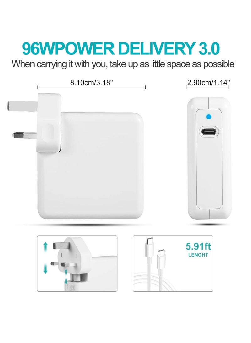 Y&D MacBook Pro charger SYOSI 96W USB C Charger Power Adapter for 16 15 13 inch, New Air inch,Works with Type 87W 61W 30W 29W PD Suits All laptop and Phones - Image 2