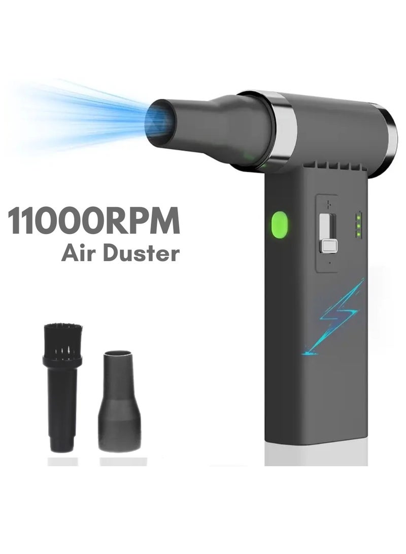 عام نفاث هوائي كهربائي عالي السرعة 11000 دورة في الدقيقة - جهاز نفاث هواء لاسلكي قابل لإعادة الشحن مع تنظيم سرعة لا نهائي من 0-100% لتنظيف لوحات المفاتيح، أجهزة الكمبيوتر، السيارات، والأجهزة المنزلية - Image 1