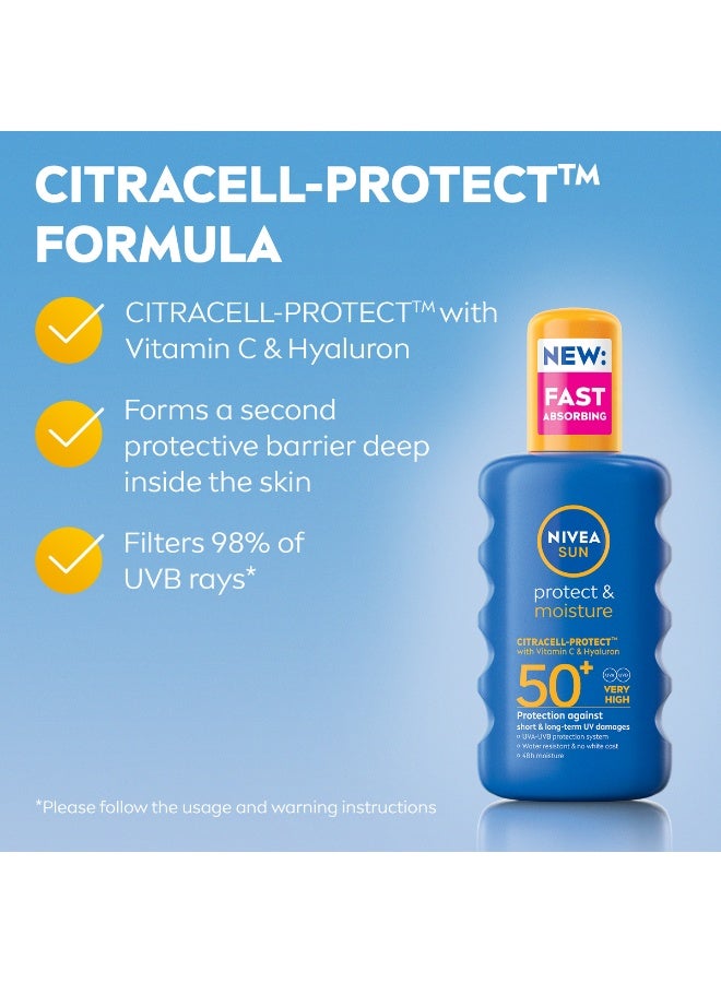 Nivea رذاذ الشمس للحماية والترطيب SPF50، رذاذ كريم الشمس المرطب، واقي شمس متقدم يوفر حماية فورية من UVA + UVB، تركيبة سريعة الامتصاص بدون أثر أبيض، 200 مل، عبوة من 2 - Image 3