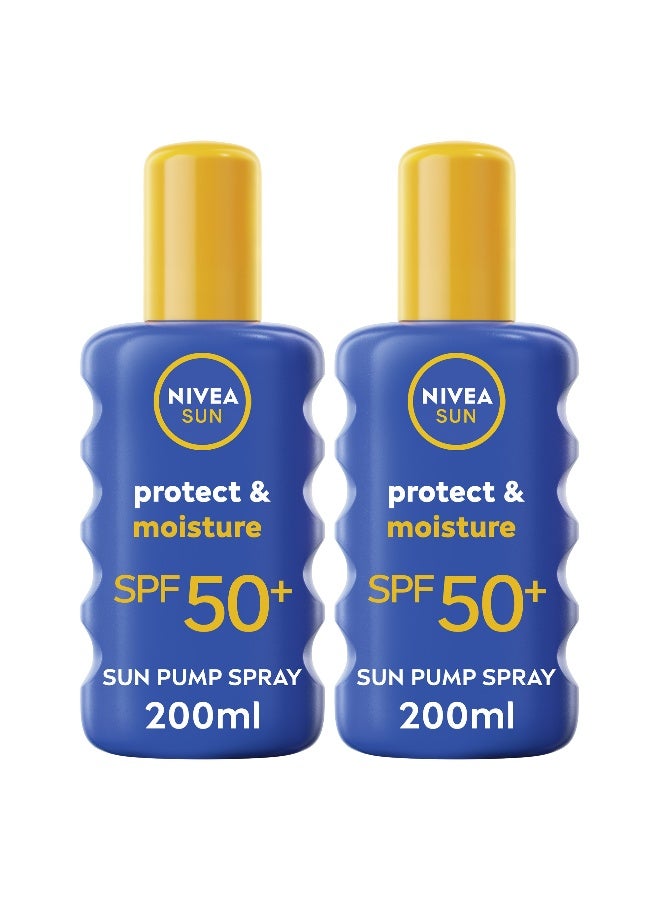 Nivea رذاذ الشمس للحماية والترطيب SPF50، رذاذ كريم الشمس المرطب، واقي شمس متقدم يوفر حماية فورية من UVA + UVB، تركيبة سريعة الامتصاص بدون أثر أبيض، 200 مل، عبوة من 2 - Image 1