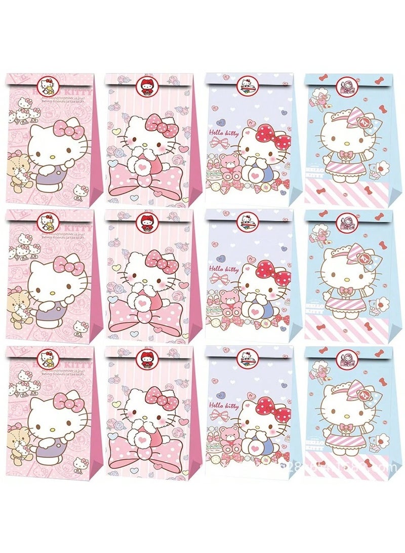 Generic Hello Kitty Favor Bags – 12 Bags with Closure Stickers – Assorted Hello Kitty Designs – Perfect for Birthday Parties and Special Occasions  - Image 4
