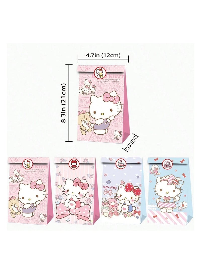 Generic Hello Kitty Favor Bags – 12 Bags with Closure Stickers – Assorted Hello Kitty Designs – Perfect for Birthday Parties and Special Occasions  - Image 3