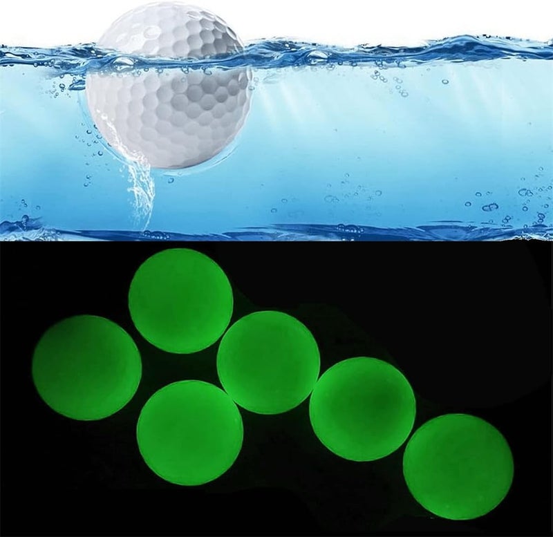 Luckam كرة جولف مضيئة وعائمة، 6 حبات كرة جولف عائمة مضيئة، كرة جولف عائمة مضيئة للتدريب الليلي، كرة جولف مائية ليلعب بها، كرات جولف للتدريب، تحسين متعة الرياضة - Image 1