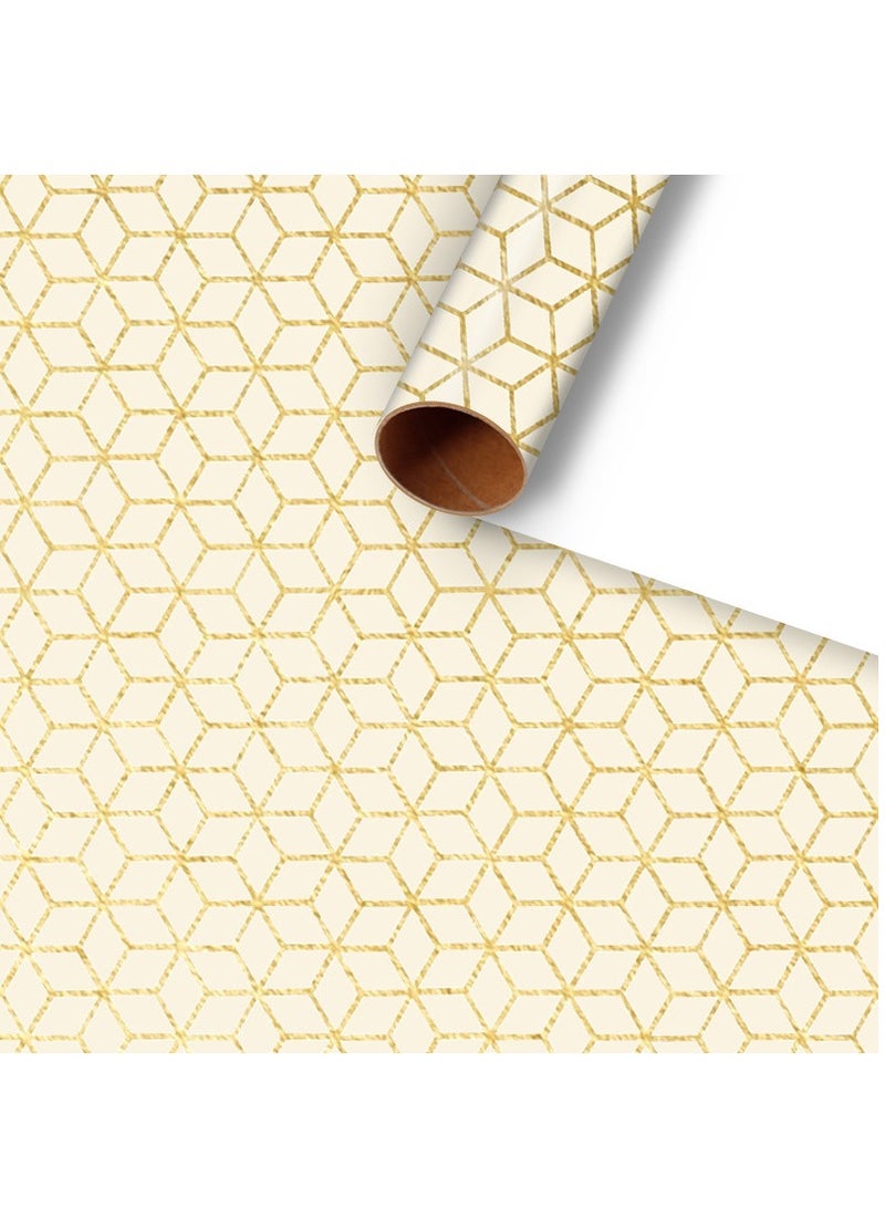 6 أوراق من ورق تغليف هدايا رمضان والعيد الفاخر باللون البيج مع ورق ذهبي لتغليف صناديق الهدايا ورق الحرف اليدوية 50×70 سم - Image 1